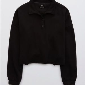 Aerie Fleece-of-mind cropped polo sweatshirt